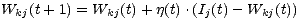 Wkj(t+ 1) = Wkj(t)+ j(t).(Ij(t)- Wkj(t))
     